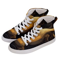 Abstract Gold Wave Background Men s Hi-top Skate Sneakers