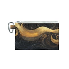 Abstract Gold Wave Background Canvas Cosmetic Bag (small)