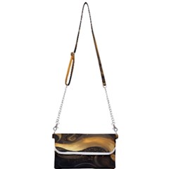 Abstract Gold Wave Background Mini Crossbody Handbag