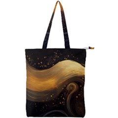 Abstract Gold Wave Background Double Zip Up Tote Bag