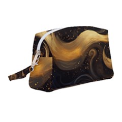 Abstract Gold Wave Background Wristlet Pouch Bag (medium)