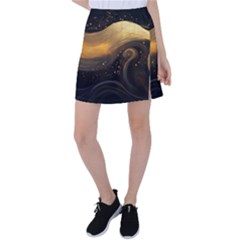 Abstract Gold Wave Background Tennis Skirt