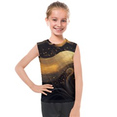 Abstract Gold Wave Background Kids  Mesh Tank Top