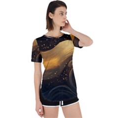 Abstract Gold Wave Background Perpetual Short Sleeve T-shirt