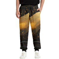 Abstract Gold Wave Background Men s Elastic Waist Pants