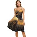 Abstract Gold Wave Background Sleeveless Tie Front Chiffon Dress View1