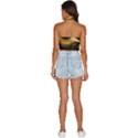 Abstract Gold Wave Background Backless Halter Cami Shirt View4