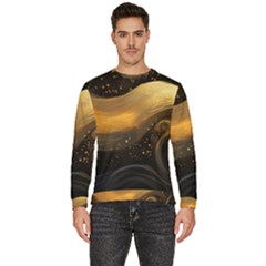 Abstract Gold Wave Background Men s Fleece Sweatshirt