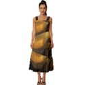 Abstract Gold Wave Background Square Neckline Tiered Midi Dress View1