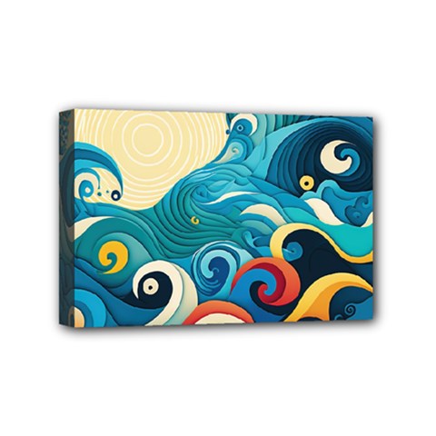 Waves Wave Ocean Sea Abstract Whimsical Mini Canvas 6  X 4  (stretched)