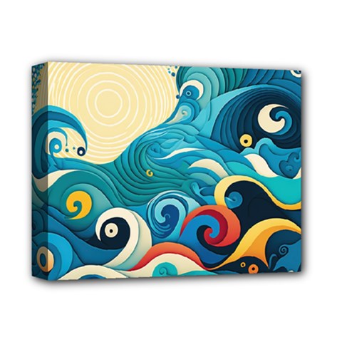 Waves Wave Ocean Sea Abstract Whimsical Deluxe Canvas 14  X 11  (stretched)