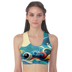 Waves Wave Ocean Sea Abstract Whimsical Fitness Sports Bra