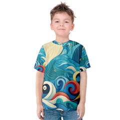 Waves Wave Ocean Sea Abstract Whimsical Kids  Cotton T-shirt