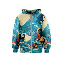 Waves Wave Ocean Sea Abstract Whimsical Kids  Zipper Hoodie