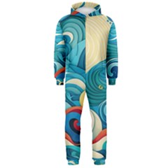 Waves Wave Ocean Sea Abstract Whimsical Hooded Jumpsuit (men)