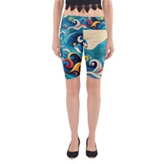 Waves Wave Ocean Sea Abstract Whimsical Yoga Cropped Leggings