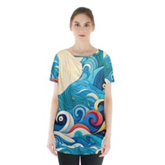 Waves Wave Ocean Sea Abstract Whimsical Skirt Hem Sports Top