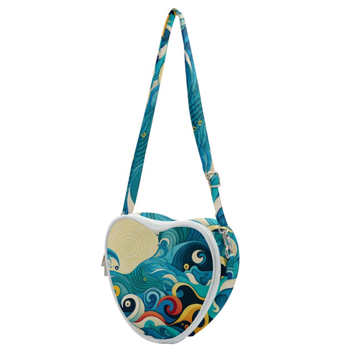 Waves Wave Ocean Sea Abstract Whimsical Heart Shoulder Bag