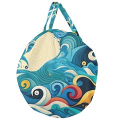 Waves Wave Ocean Sea Abstract Whimsical Giant Round Zipper Tote