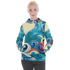 Waves Wave Ocean Sea Abstract Whimsical Women s Hooded Pullover