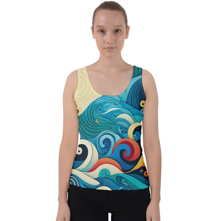 Waves Wave Ocean Sea Abstract Whimsical Velvet Tank Top