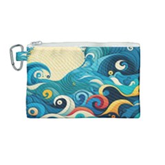 Waves Wave Ocean Sea Abstract Whimsical Canvas Cosmetic Bag (medium) by Maspions