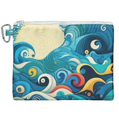 Waves Wave Ocean Sea Abstract Whimsical Canvas Cosmetic Bag (xxl)