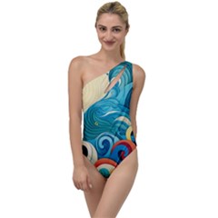 Waves Wave Ocean Sea Abstract Whimsical To One Side Swimsuit