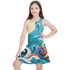 Waves Wave Ocean Sea Abstract Whimsical Kids  Lightweight Sleeveless Dress