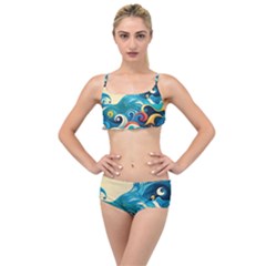 Waves Wave Ocean Sea Abstract Whimsical Layered Top Bikini Set