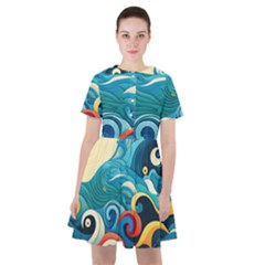 Waves Wave Ocean Sea Abstract Whimsical Sailor Dress