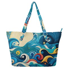 Waves Wave Ocean Sea Abstract Whimsical Full Print Shoulder Bag by Maspions