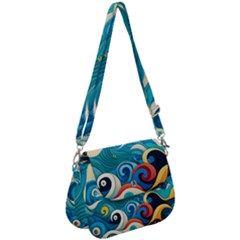 Waves Wave Ocean Sea Abstract Whimsical Saddle Handbag