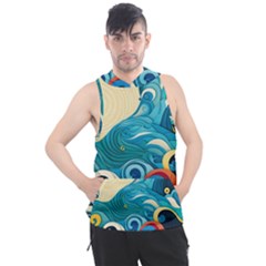 Waves Wave Ocean Sea Abstract Whimsical Men s Sleeveless Hoodie