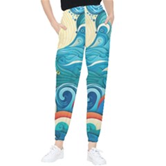 Waves Wave Ocean Sea Abstract Whimsical Women s Tapered Pants by Maspions