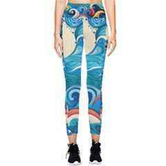 Waves Wave Ocean Sea Abstract Whimsical Pocket Leggings 