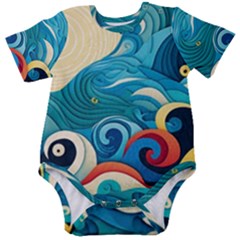 Waves Wave Ocean Sea Abstract Whimsical Baby Short Sleeve Bodysuit