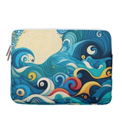 Waves Wave Ocean Sea Abstract Whimsical 14  Vertical Laptop Sleeve Case With Pocket by Maspions