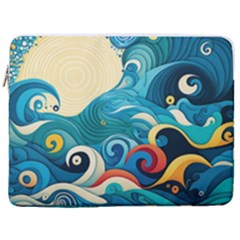 Waves Wave Ocean Sea Abstract Whimsical 17  Vertical Laptop Sleeve Case With Pocket by Maspions