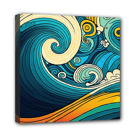 Waves Ocean Sea Abstract Whimsical Art Mini Canvas 8  X 8  (stretched) by Maspions