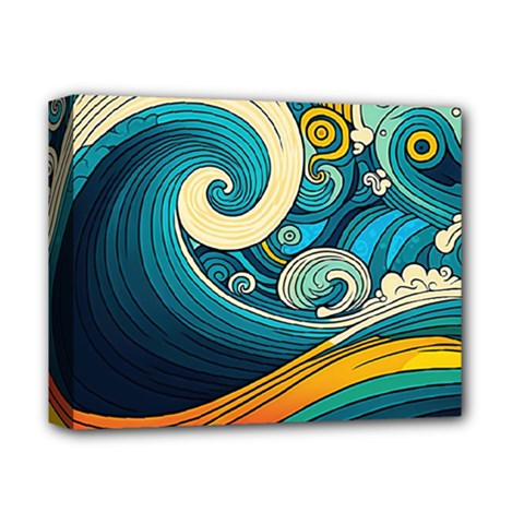 Waves Ocean Sea Abstract Whimsical Art Deluxe Canvas 14  X 11  (stretched) by Maspions