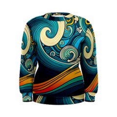 Waves Ocean Sea Abstract Whimsical Art Women s Sweatshirt by Maspions