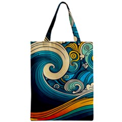 Waves Ocean Sea Abstract Whimsical Art Zipper Classic Tote Bag by Maspions