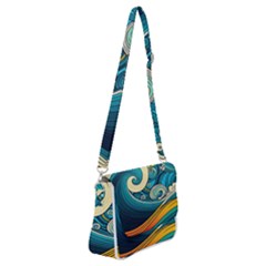 Waves Ocean Sea Abstract Whimsical Art Shoulder Bag With Back Zipper by Maspions