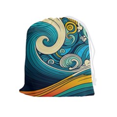 Waves Ocean Sea Abstract Whimsical Art Drawstring Pouch (xl)