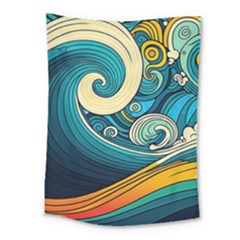 Waves Ocean Sea Abstract Whimsical Art Medium Tapestry by Maspions