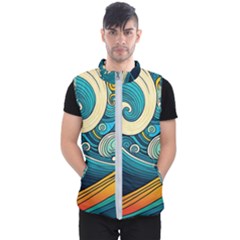 Waves Ocean Sea Abstract Whimsical Art Men s Puffer Vest