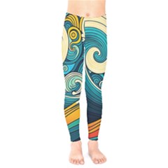 Waves Ocean Sea Abstract Whimsical Art Kids  Leggings