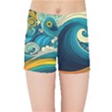 Waves Ocean Sea Abstract Whimsical Art Kids  Sports Shorts View1