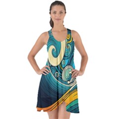 Waves Ocean Sea Abstract Whimsical Art Show Some Back Chiffon Dress